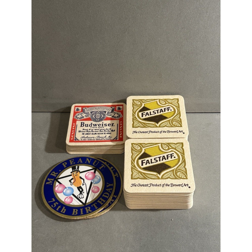Vintage Coasters Lot‎ Falstaff, Budweiser, Mr Peanut ( Over 60 )